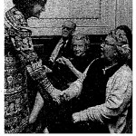 Jane Muskie, wife of 1972 Presidential candidate Ed Muskie, greets Chelseans and defends her husband from Nixon's "dirty tricks"